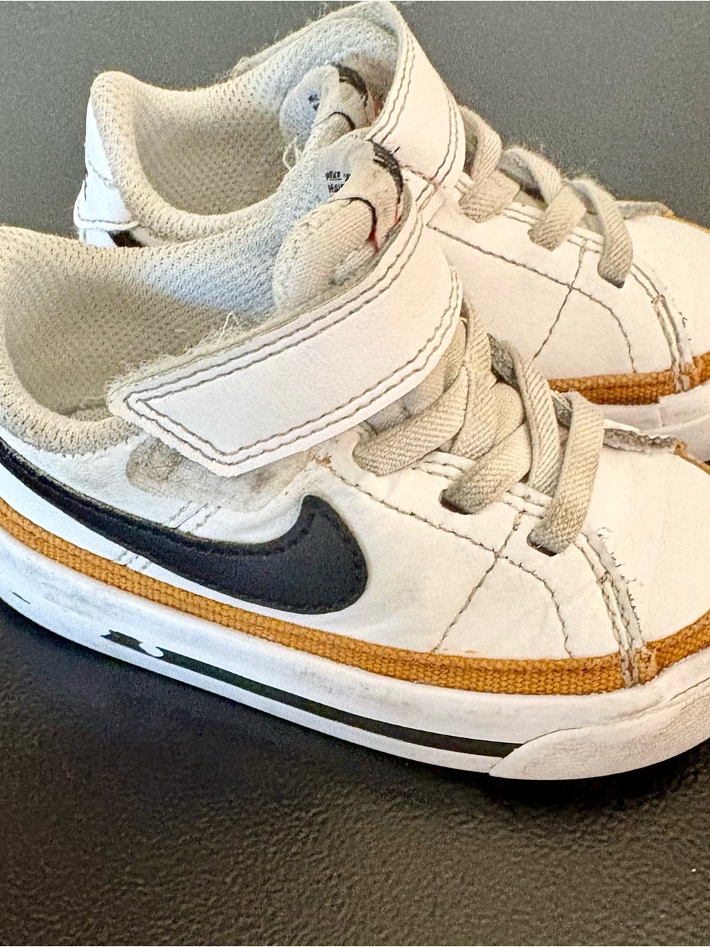 Nike Legacy Court Sneakers with Black Swoosh and Brown Trim
